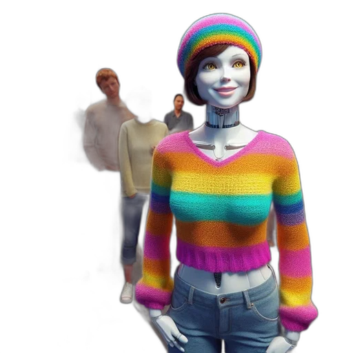 jacket, mask, hat, creature, concept art, 3d render, pixel art, vaporwave transparent PNG cut-out