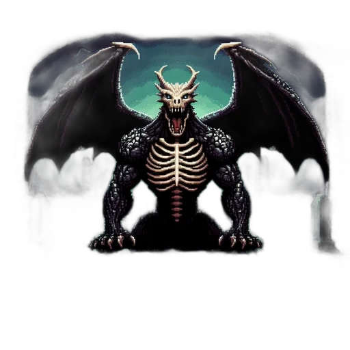 dragon, creature, animal, pixel art, concept art, fantasy art, comic book art, dark transparent PNG cut-out