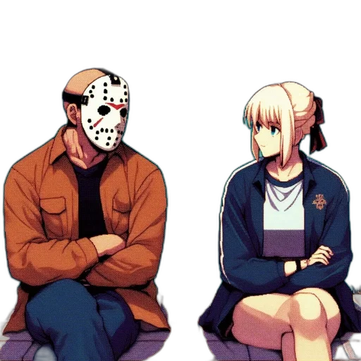 mask, face, jacket, anime, comic book art, concept art, pixel art, fire transparent PNG cut-out