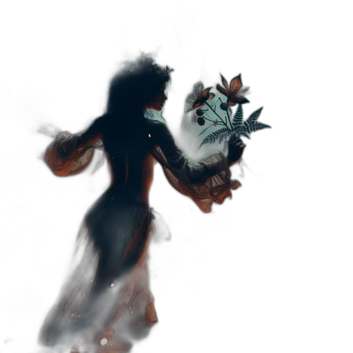 creature, flower, mask, dress, concept art, fantasy art, watercolor, pixel art transparent PNG cut-out
