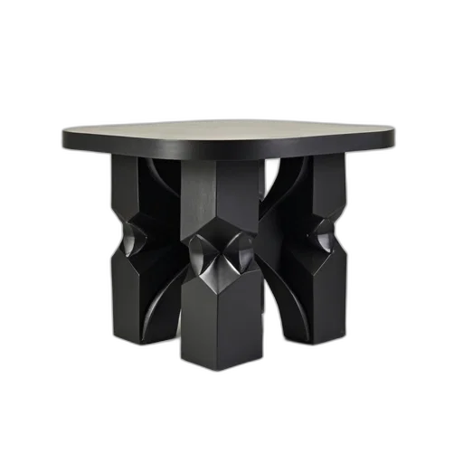 furniture, jewelry, crown, 3d render, black, geometric-patterned, table, unique transparent PNG cut-out