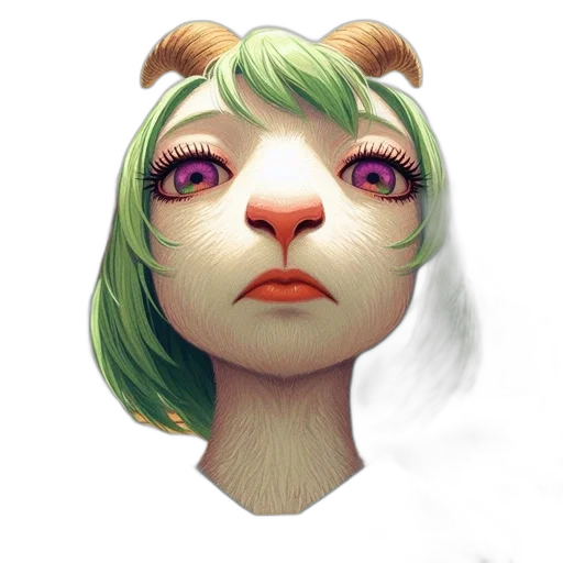 mask, face, creature, animal, concept art, fantasy art, 3d render, watercolor transparent PNG cut-out