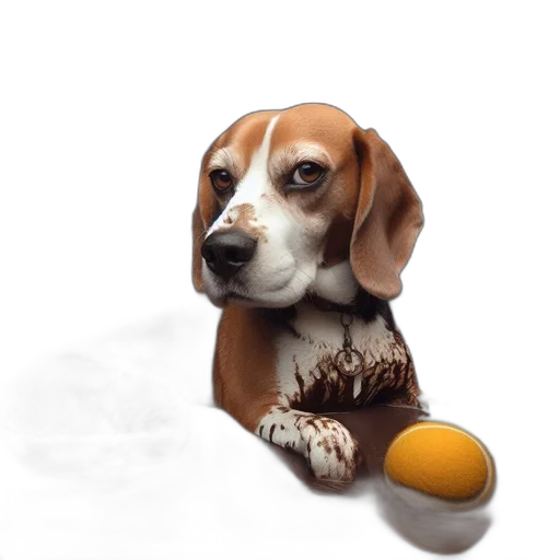 animal, food, staff, photorealistic, 3d render, beagle, dog, plays transparent PNG cut-out