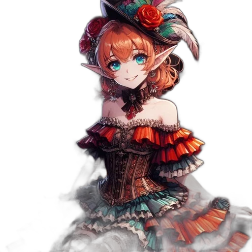 dress, hat, crown, staff, fantasy art, concept art, anime, pixel art transparent PNG cut-out