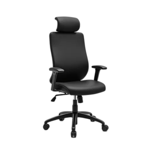 furniture, staff, 3d render, black, ergonomic, office, chair, high transparent PNG cut-out