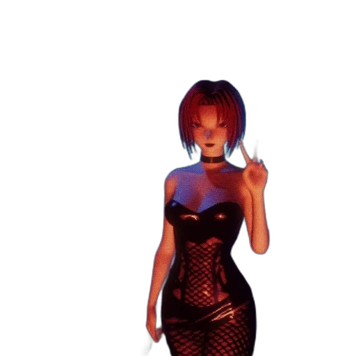 dress, 3d render, pixel art, concept art, cyberpunk, red, dark, illuminated transparent PNG cut-out