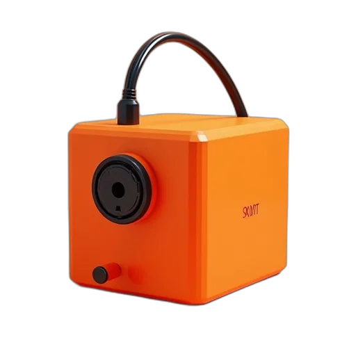 robot, 3d render, photorealistic, printed, orange, micro, printer, black transparent PNG cut-out