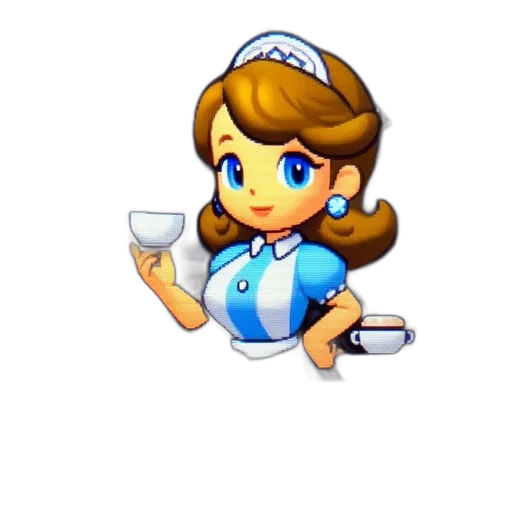 staff, dress, crown, food, pixel art, vaporwave, concept art, cartoon transparent PNG cut-out
