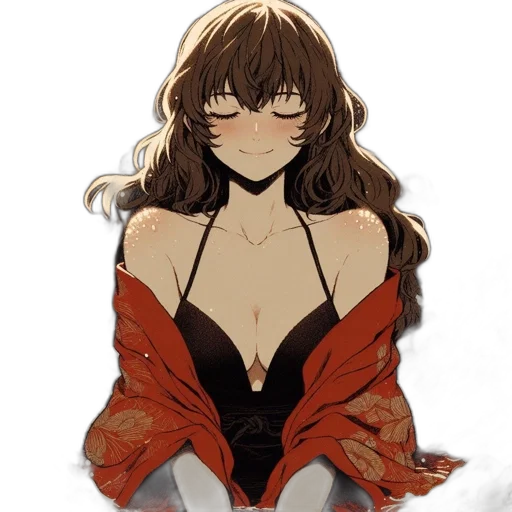 dress, jacket, mask, flower, anime, pixel art, concept art, watercolor transparent PNG cut-out