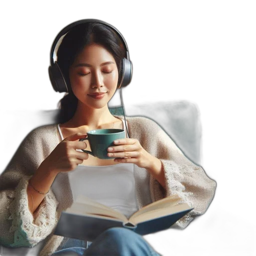 photorealistic, 3d render, oil painting, concept art, pastel, woman, sits, comfortably transparent PNG cut-out