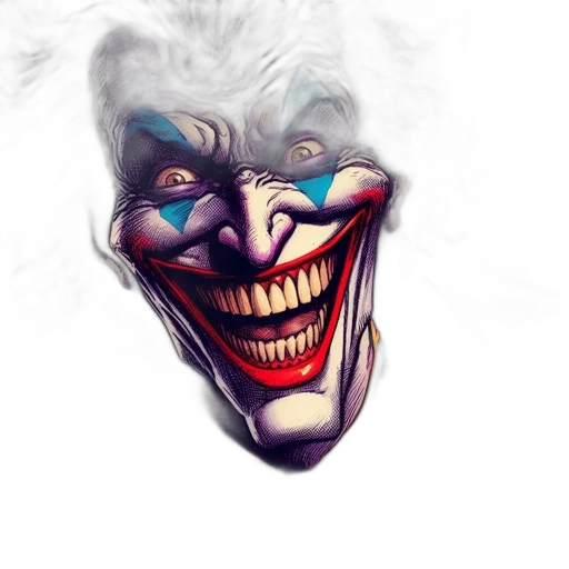 mask, face, creature, concept art, comic book art, photorealistic, fantasy art, joker transparent PNG cut-out