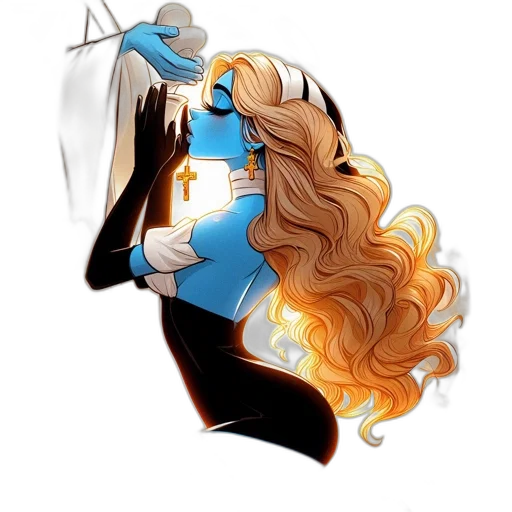 crown, concept art, fantasy art, pixel art, watercolor, fire, blue, ethereal transparent PNG cut-out