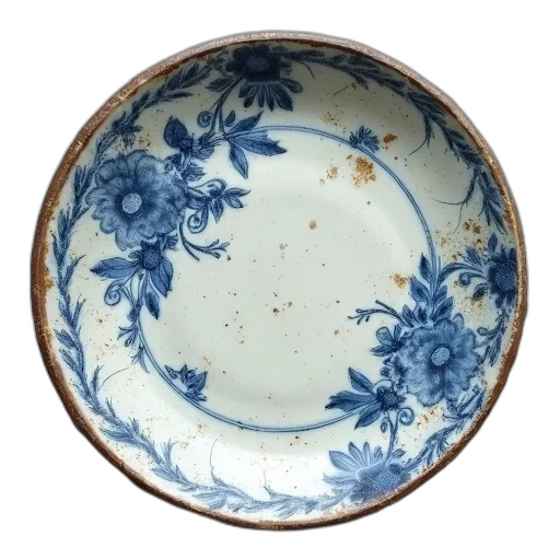 food, crown, jewelry, blue, weathered, antique-looking, ceramic, plate transparent PNG cut-out