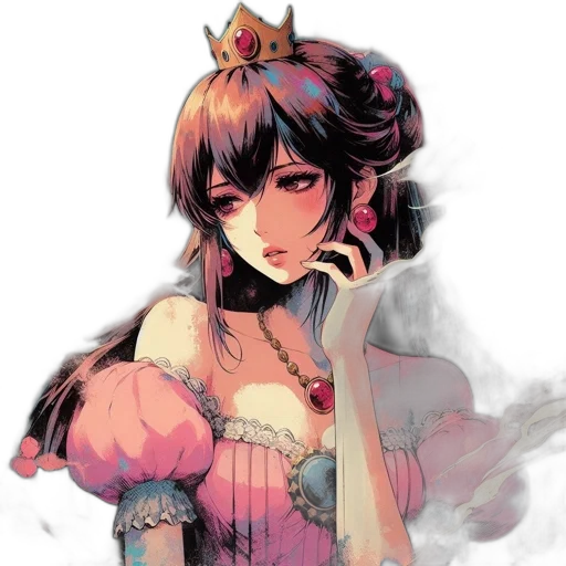 crown, dress, staff, face, watercolor, fantasy art, concept art, anime transparent PNG cut-out
