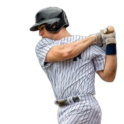 weapon, baseball, player, striped, uniform, holding, bat, ready transparent PNG cut-out