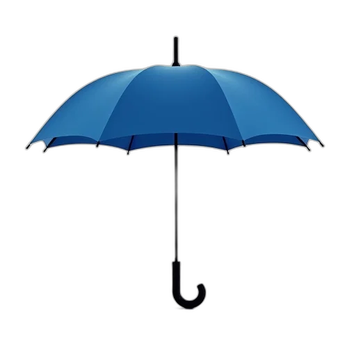 umbrella, staff, hat, 3d render, photorealistic, rain, blue, black transparent PNG cut-out