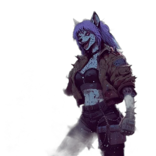 jacket, staff, weapon, creature, concept art, fantasy art, cyberpunk, comic book art transparent PNG cut-out