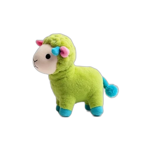 animal, dragon, creature, plush, toy, green, pink, sheep transparent PNG cut-out