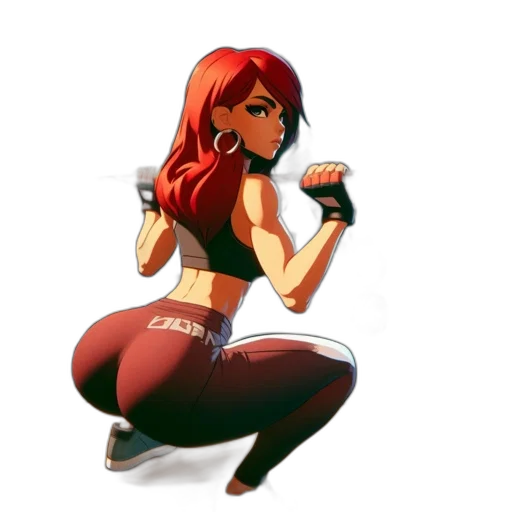 concept art, comic book art, pixel art, cartoon, active, gym, scene, woman transparent PNG cut-out