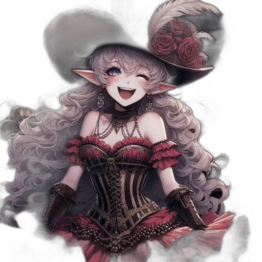 dress, hat, mask, staff, fantasy art, concept art, anime, pixel art transparent PNG cut-out