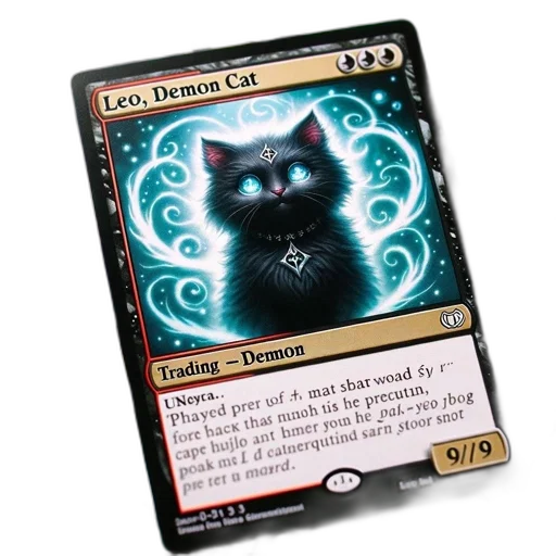 concept art, image, shows, demon, cat, leo, collectible, trading transparent PNG cut-out