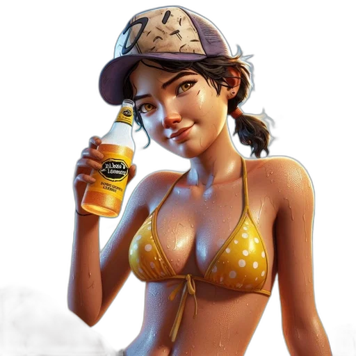 hat, bottle, concept art, photorealistic, fantasy art, 3d render, beach, golden transparent PNG cut-out