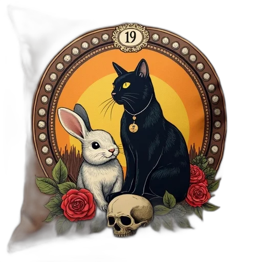 concept art, fantasy art, brown, pillow, vintage, design, featuring, cat transparent PNG cut-out