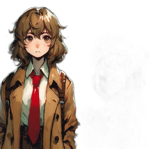 jacket, staff, face, dress, anime, concept art, watercolor, pixel art transparent PNG cut-out