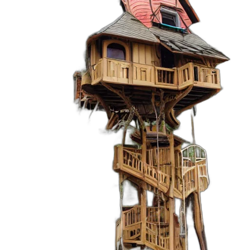building, furniture, concept art, 3d render, photorealistic, peach, castle, treehouse transparent PNG cut-out