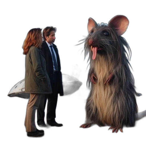animal, creature, jacket, concept art, 3d render, couple, stands, foggy transparent PNG cut-out