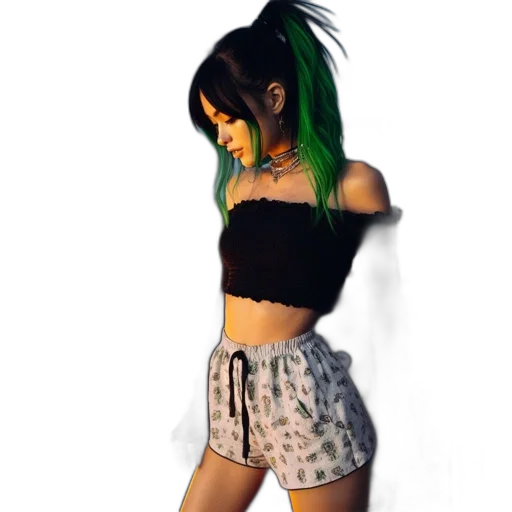 3d render, concept art, cyberpunk, pixel art, green, neon, dark, outdoor transparent PNG cut-out