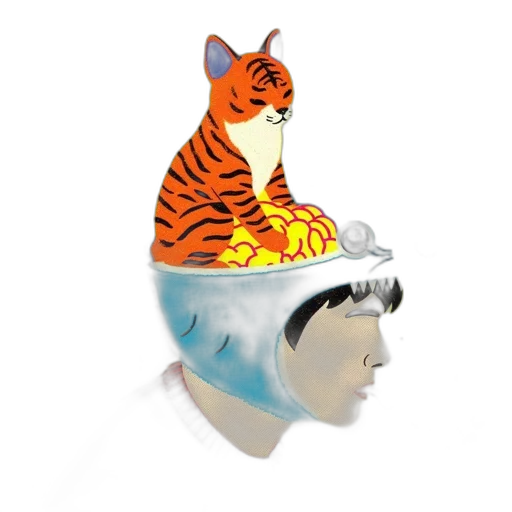 hat, crown, mask, animal, concept art, vaporwave, 3d render, cartoon transparent PNG cut-out