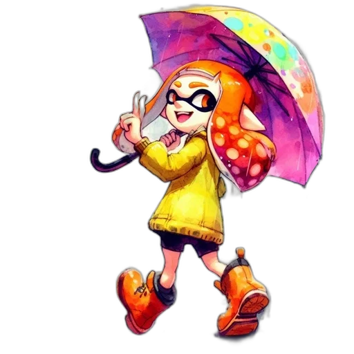 umbrella, dress, jacket, staff, concept art, watercolor, pixel art, 3d render transparent PNG cut-out