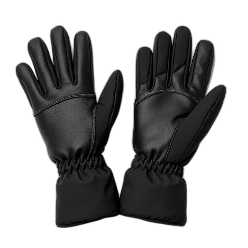 pair, black, winter, gloves, textured, palm, fingers, smooth transparent PNG cut-out