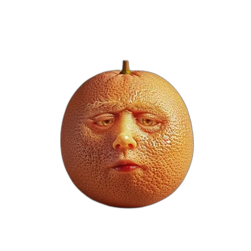 mask, face, food, creature, photorealistic, 3d render, concept art, grapefruit transparent PNG cut-out