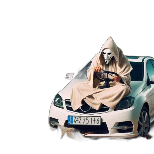 car, mask, jacket, concept art, vaporwave, 3d render, photorealistic, forest transparent PNG cut-out
