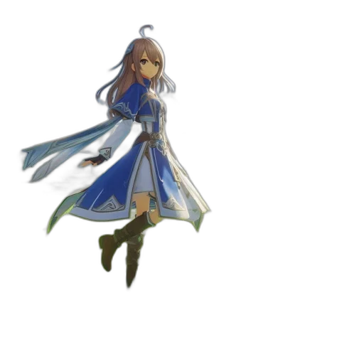 dress, staff, concept art, fantasy art, 3d render, pixel art, blue, monochrome transparent PNG cut-out