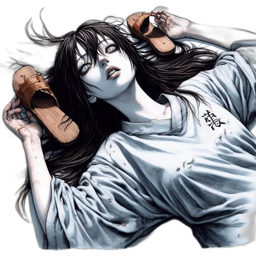 shoes, comic book art, photorealistic, fantasy art, concept art, woman, lies, down transparent PNG cut-out