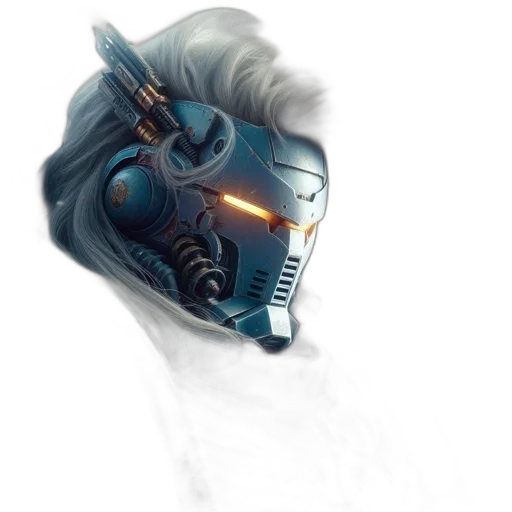 mask, robot, face, weapon, concept art, cyberpunk, fantasy art, comic book art transparent PNG cut-out
