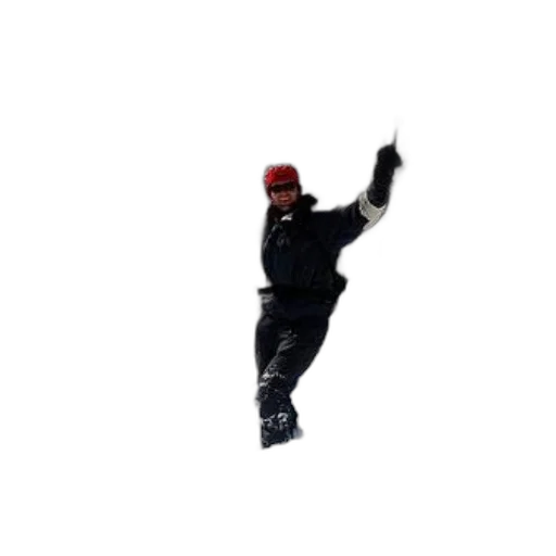 staff, jacket, hat, 3d render, pixel art, person, red, black transparent PNG cut-out