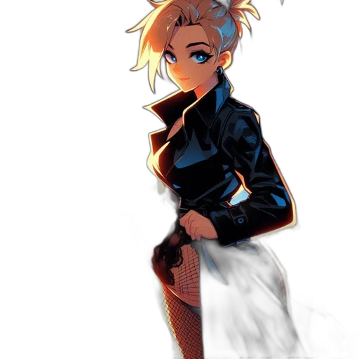 jacket, staff, dress, weapon, concept art, cartoon, anime, comic book art transparent PNG cut-out
