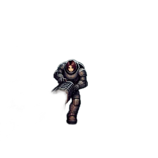 robot, weapon, creature, staff, pixel art, concept art, 3d render, fantasy art transparent PNG cut-out