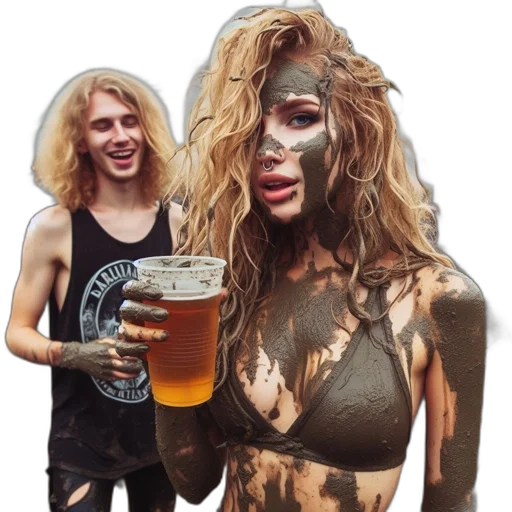 hair, creature, mask, face, photorealistic, two, people, attend transparent PNG cut-out