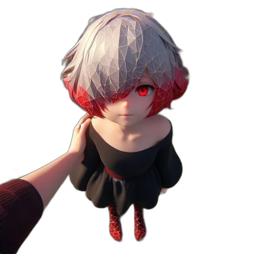 face, creature, mask, weapon, 3d render, concept art, anime, pixel art transparent PNG cut-out