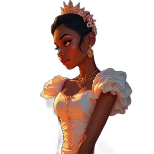 dress, crown, jewelry, staff transparent PNG cut-out