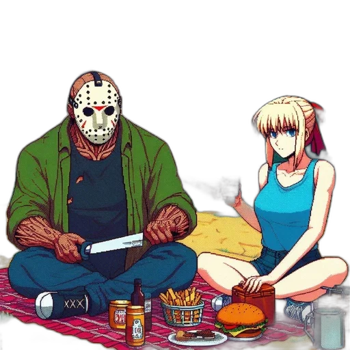 mask, food, comic book art, concept art, anime, pixel art, fire, neon lights transparent PNG cut-out