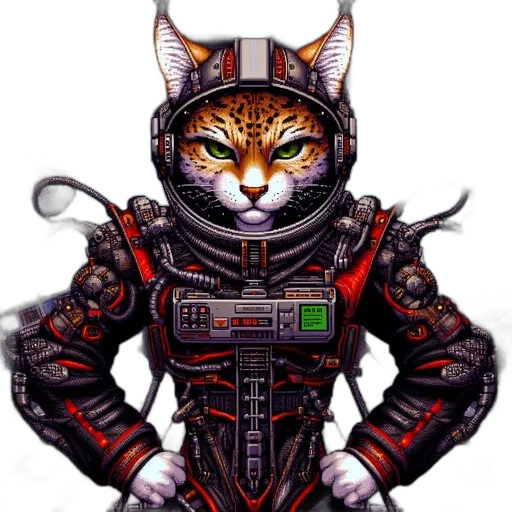 robot, animal, pixel art, cyberpunk, concept art, fantasy art, outer space, futuristic transparent PNG cut-out