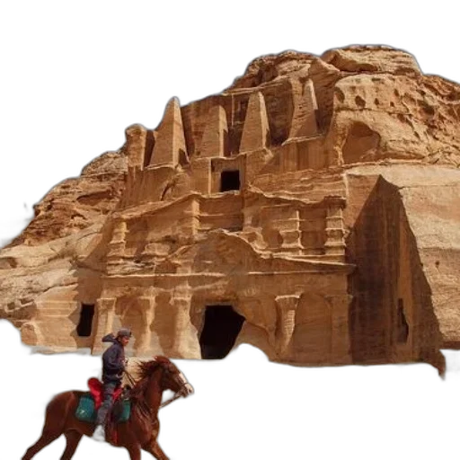 building, photorealistic, 3d render, person, rides, horse, front, ancient transparent PNG cut-out