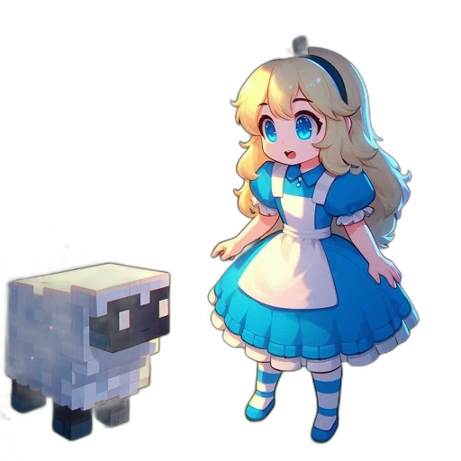 robot, dress, staff, creature, pixel art, concept art, 3d render, anime transparent PNG cut-out
