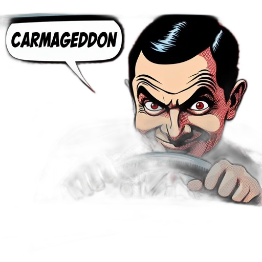 cartoon, comic book art, concept art, illustrated, scene, shows, man, driving transparent PNG cut-out